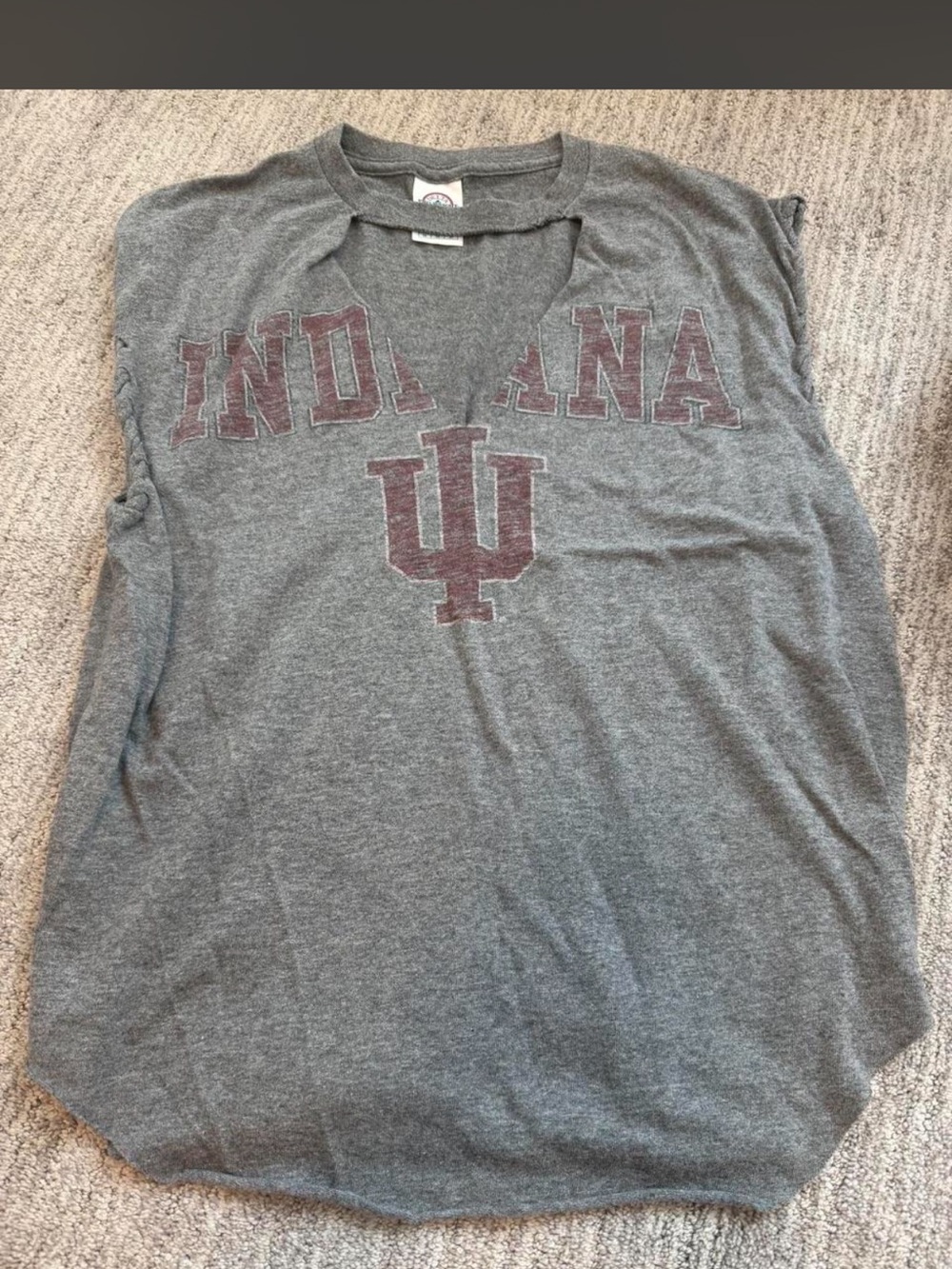 Heather Gray Indiana Hoosiers Sleeveless Tee with Cut Neck and Logo Size M